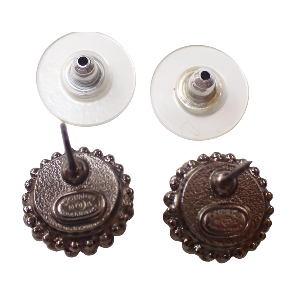 Chanel Coco Mark Pearl and Rhinestone Stud Earrings - Silver - Picture 5 of 6